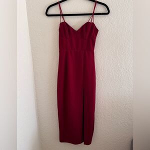 Hello Molly Red Spaghetti Strap Sheath Midi Dress